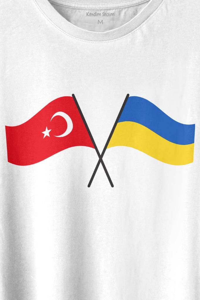 Turkey And Ukraine Türkiye Ve Ukrayna Dostluğu Savaşa Hayır Baskılı Tişört Unisex T-shirt - 2