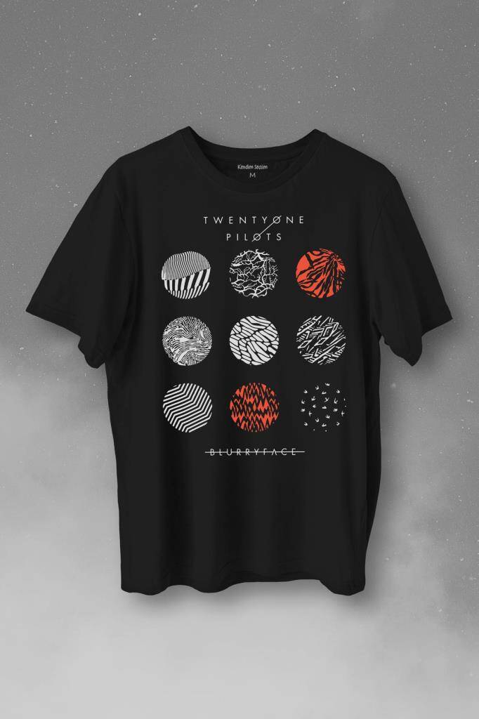 Twenty One Pilots Logo Stressed Baskılı Tişört Unisex T-Shirt - 1