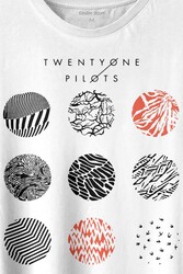 Twenty One Pilots Logo Stressed Baskılı Tişört Unisex T-shirt - 2