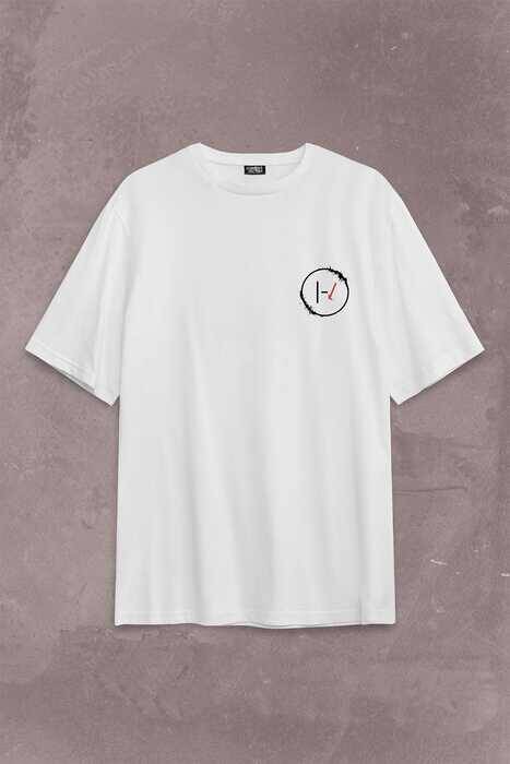 Twenty One Pilots Logo Stressed Sırt Ön Baskılı Oversize Tişört Unisex T-Shirt - 2