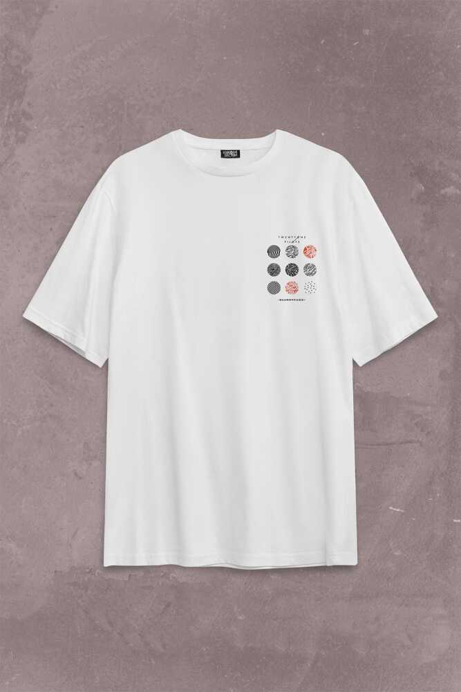 Twenty One Pilots Logo Stressed Sırt Ön Baskılı Oversize Tişört Unisex T-Shirt OVR12B3619 (1)