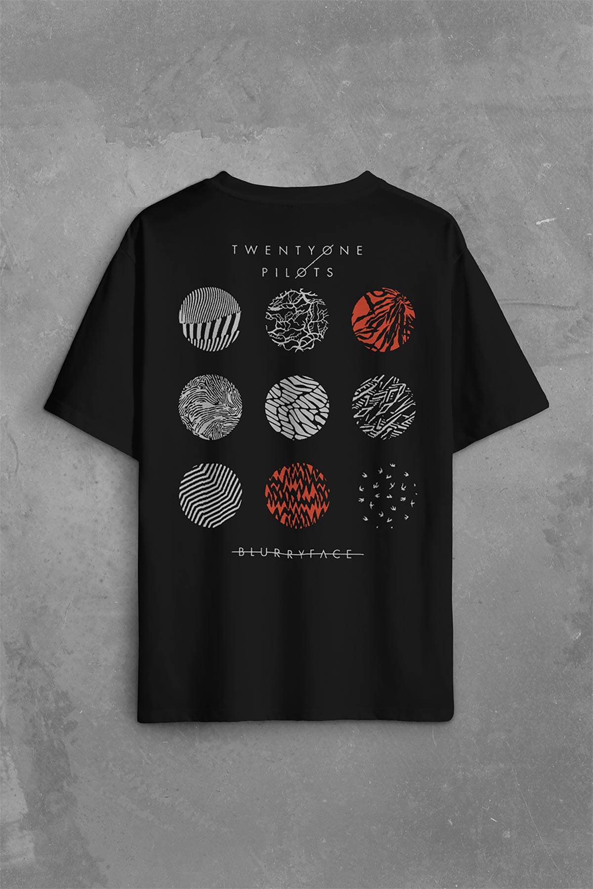 Twenty One Pilots Logo Stressed Sırt Ön Baskılı Oversize Tişört Unisex T-Shirt OVR12S3619