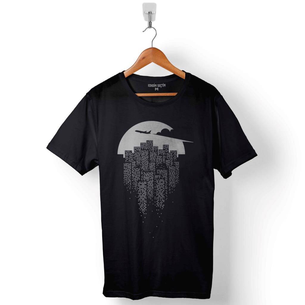Uçak Yolculuk Seyahat Say Goodbye To The Cıty Baskılı Tişört Unisex T-Shirt - 1