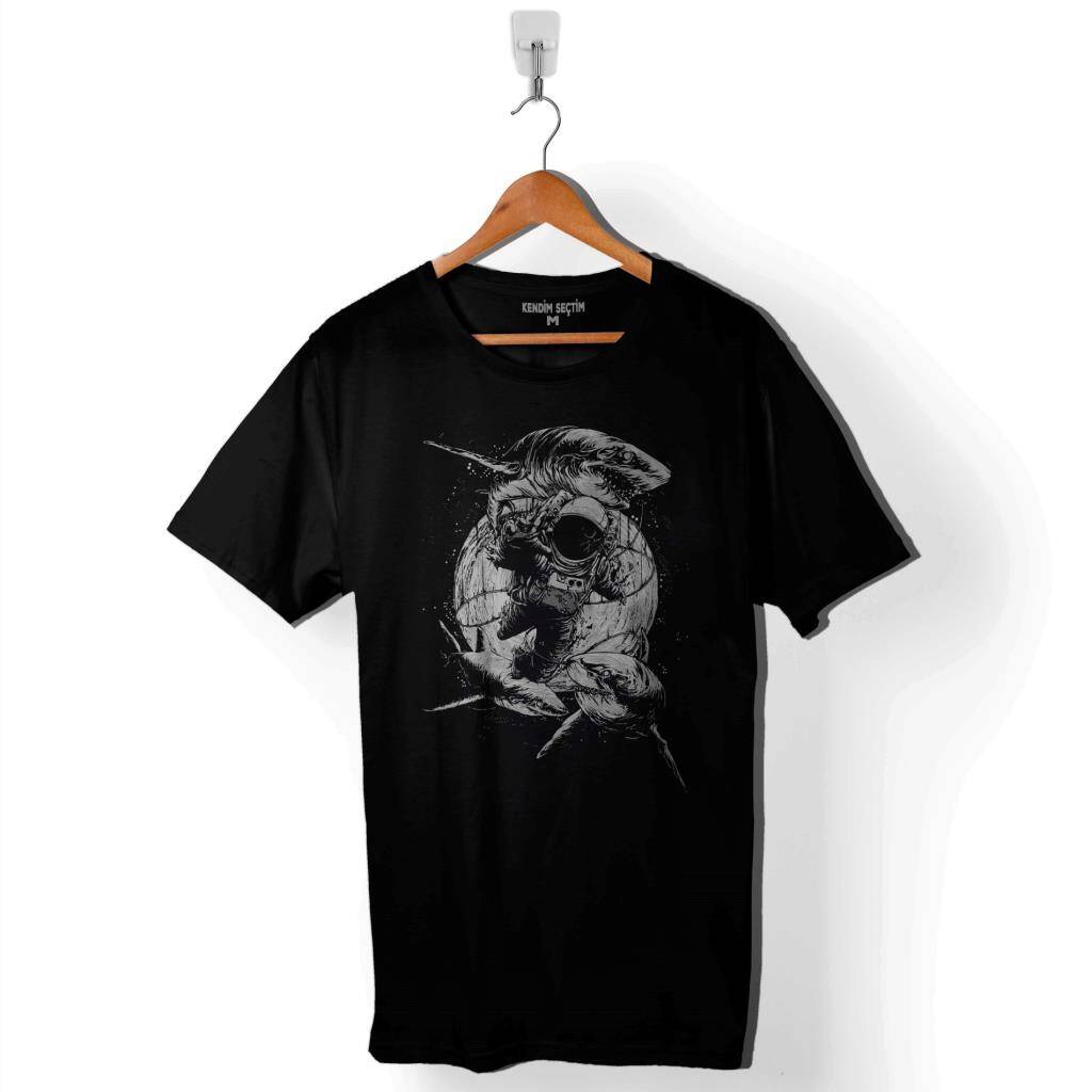 Uçan Astronot Uzay Cosmos Space Galaksi Gezegen Baskılı Tişört Unisex T-Shirt - 1