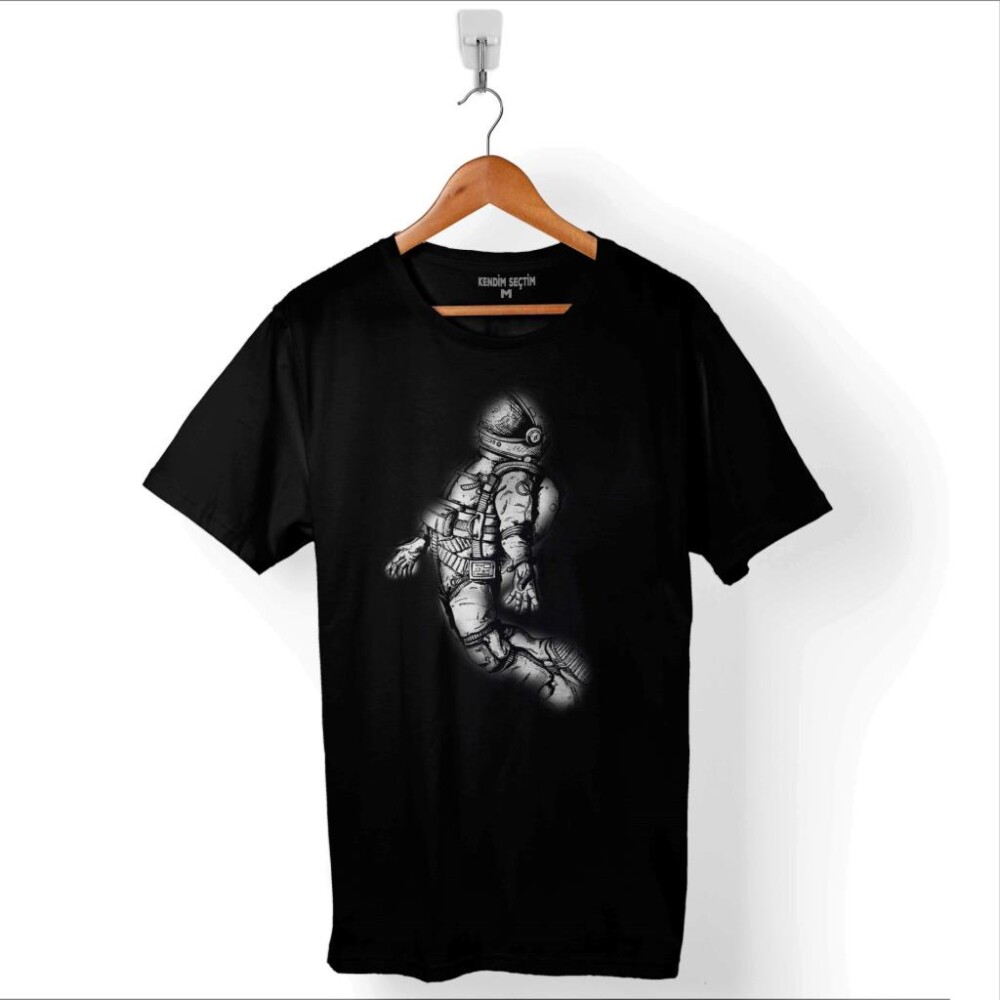 Uçan Astronot Uzay Yolculuğu Cosmos Galaksi Baskılı Tişört Unisex T-Shirt - 1