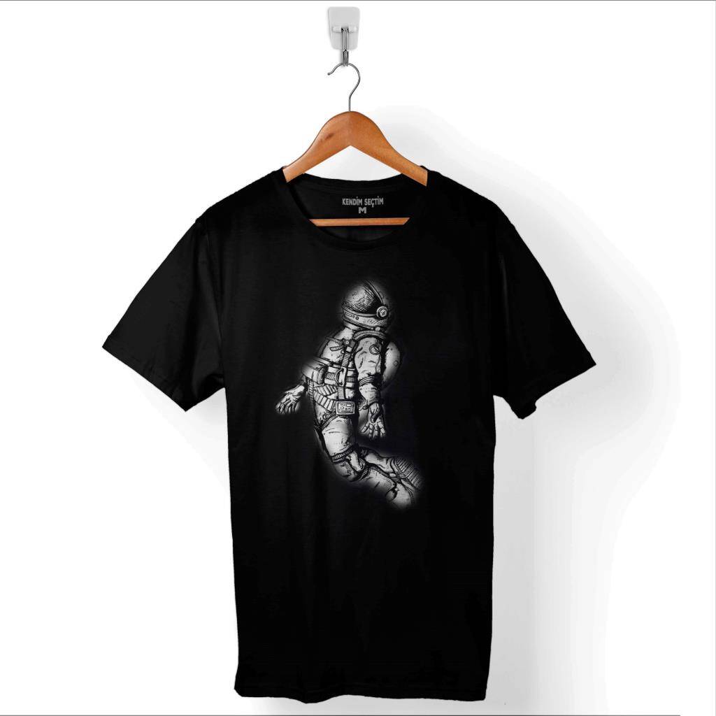 Uçan Astronot Uzay Yolculuğu Cosmos Galaksi Baskılı Tişört Unisex T-Shirt - 1