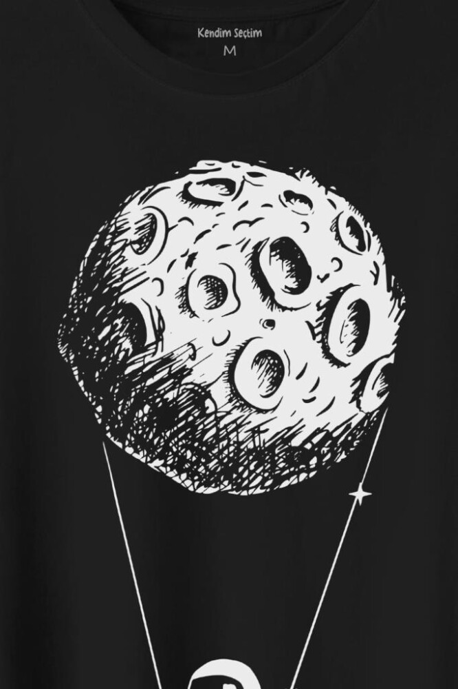Uçan Balon Gezegen Minimal Astronot Uzay Urban Cosmos Baskılı Tişört Unisex T-Shirt - 2
