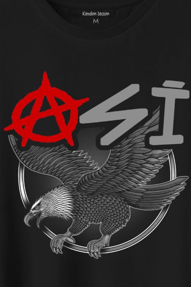 Uçan Kartal Asi Taraftar Baskılı Tişört Unisex T-Shirt - 2