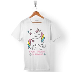 UNICORN I DONT BELIEVE IN HUMANS HORSE AT ERKEK TİŞÖRT - 1