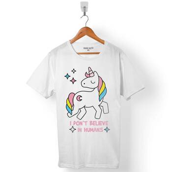 UNICORN I DONT BELIEVE IN HUMANS HORSE AT ERKEK TİŞÖRT - 1