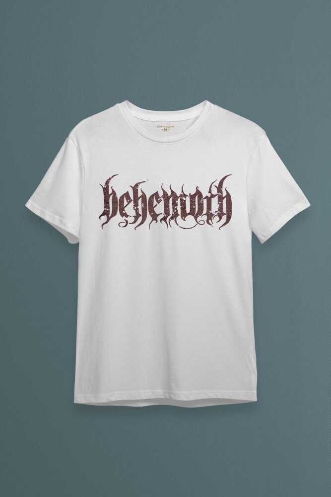 Unisex Beyaz T-shirt Behemoth Metal MusicMüzik Gothic Pamuklu Beyaz Tişört