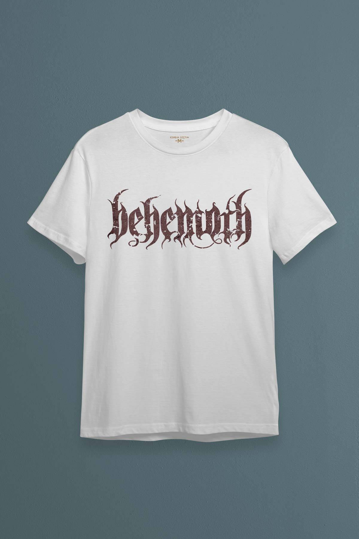 Unisex Beyaz T-shirt Behemoth Metal MusicMüzik Gothic Pamuklu Beyaz Tişört