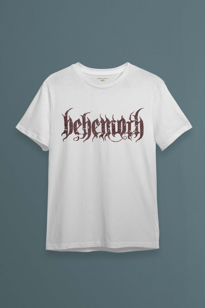Unisex Beyaz T-shirt Behemoth Metal MusicMüzik Gothic Pamuklu Beyaz Tişört