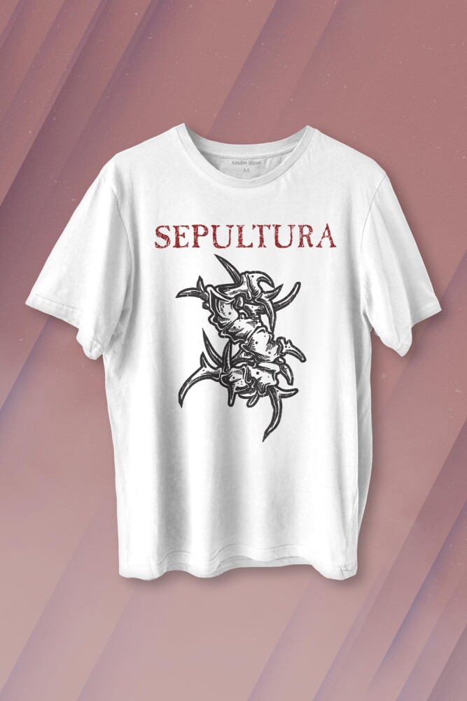 Unisex Beyaz T-shirt Sepultura Cavalera Metal Rock Music Brazil Müzik Baskılı Tişört - 1