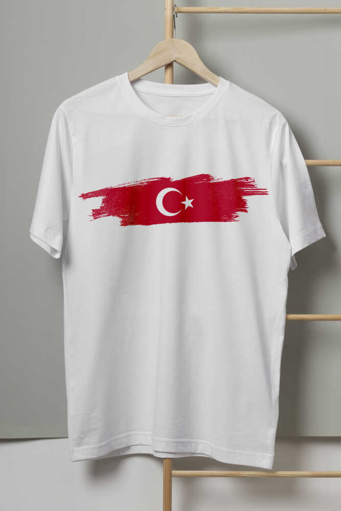 Unisex Beyaz T-shirt Türkiye Bayrak Futbol Nostalji Milli Takım Ay Yıldız Baskılı Tişört