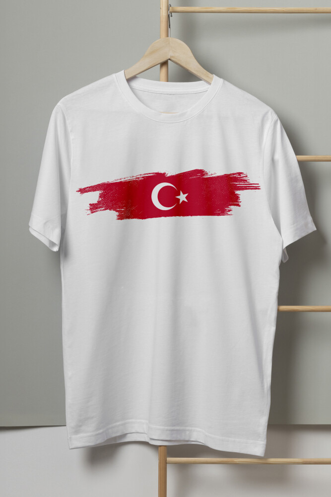 Unisex Beyaz T-shirt Türkiye Bayrak Futbol Nostalji Milli Takım Ay Yıldız Baskılı Tişört - KENDİM SEÇTİM