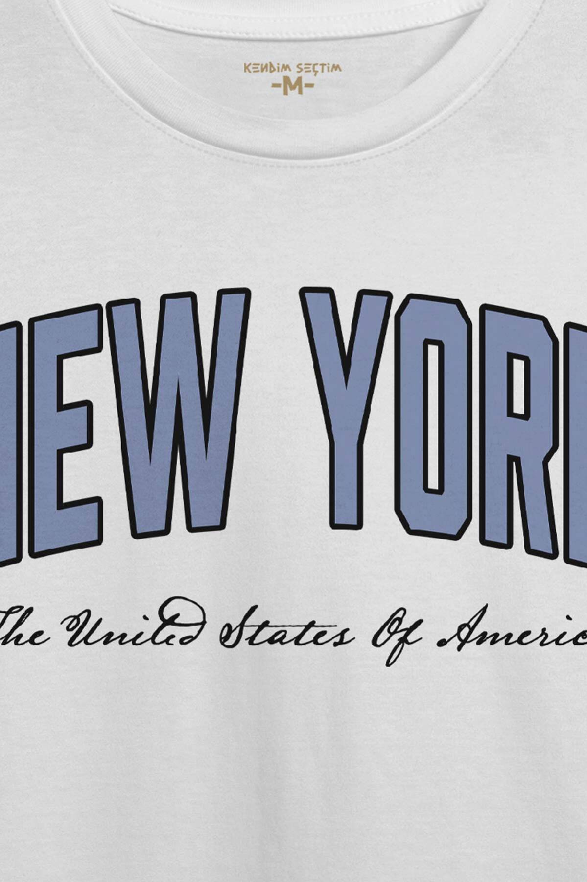 Unisex Beyaz Tişört New York City Şehir Yazı Baskılı T-shirt (1)