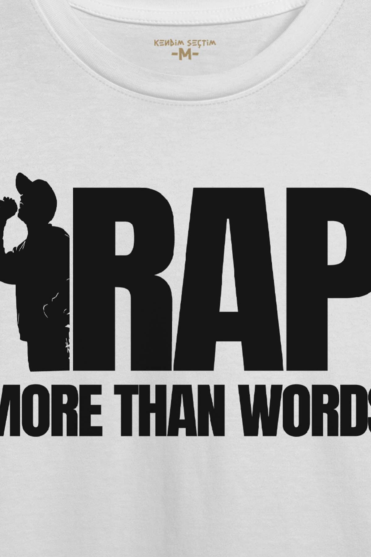 Unisex Beyaz Tişört RAP More Than Words Turkish Rap Hip Hop Eminem Tupac Baskılı T-shirt (1)