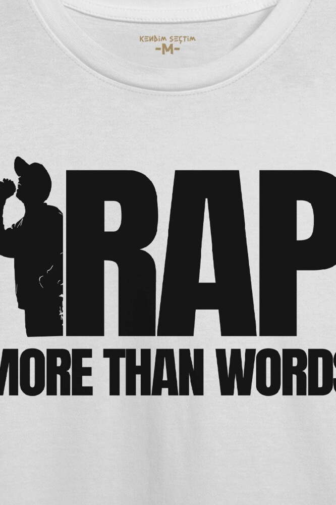 Unisex Beyaz Tişört RAP More Than Words Turkish Rap Hip Hop Eminem Tupac Baskılı T-shirt - 2