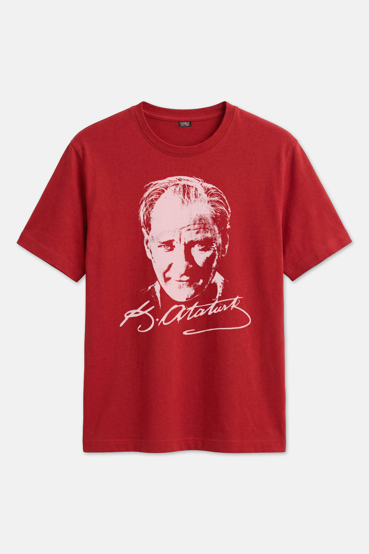 Unisex Kırmızı Tişört Mustafa Kemal Atatürk 23 Nisan 19 Mayıs Baskılı T-shirt Regular Fit