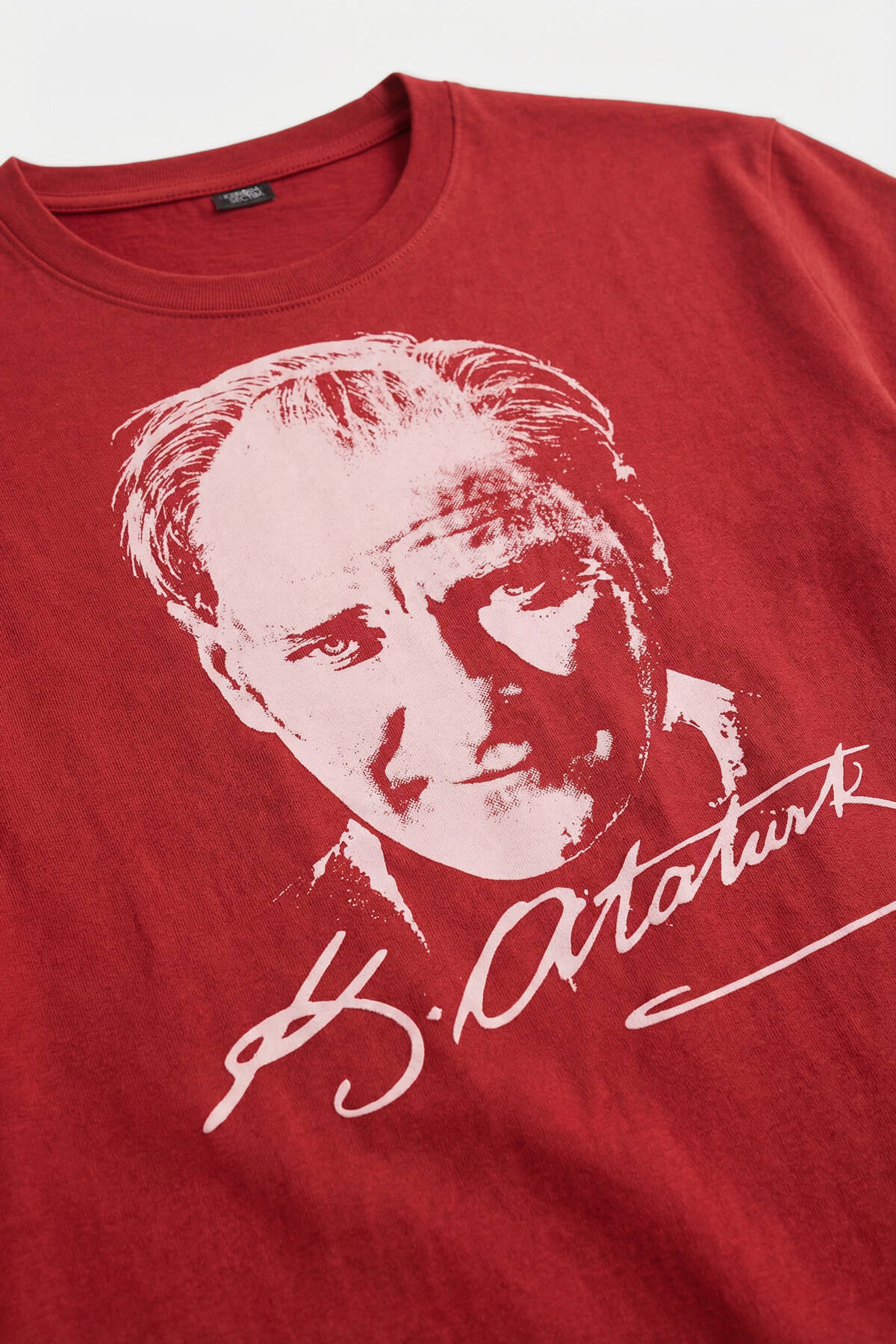 Unisex Kırmızı Tişört Mustafa Kemal Atatürk 23 Nisan 19 Mayıs Baskılı T-shirt Regular Fit - 3