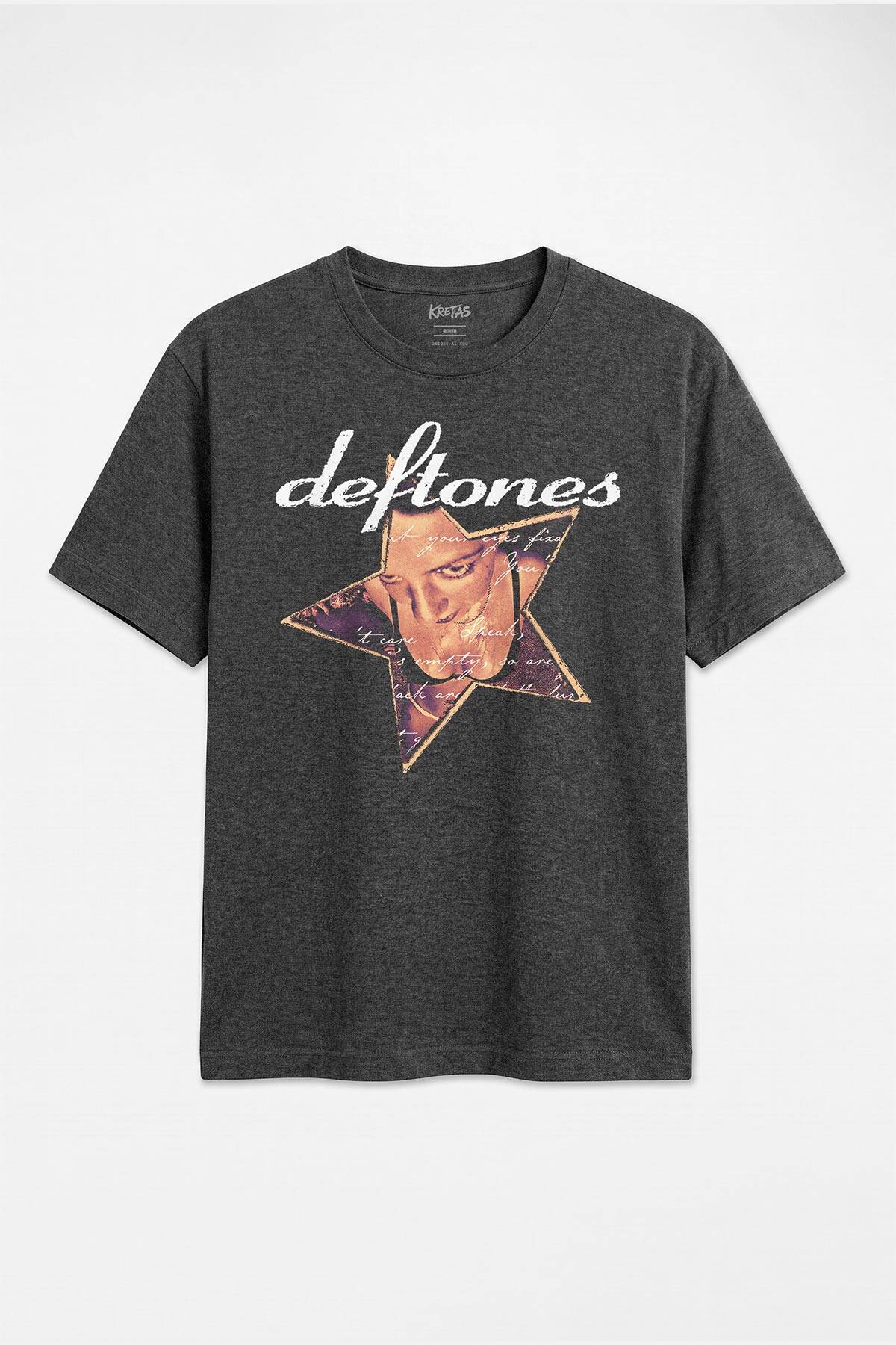 Unisex Regular Fit Deftones Chino Moreno Yıldız Nu Metal Alternatif Rock Antrasit Melanj Tişört - 1