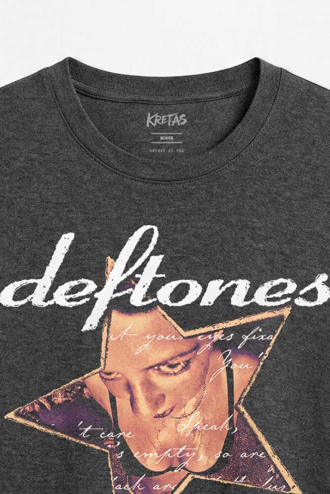 Unisex Regular Fit Deftones Chino Moreno Yıldız Nu Metal Alternatif Rock Antrasit Melanj Tişört (1)