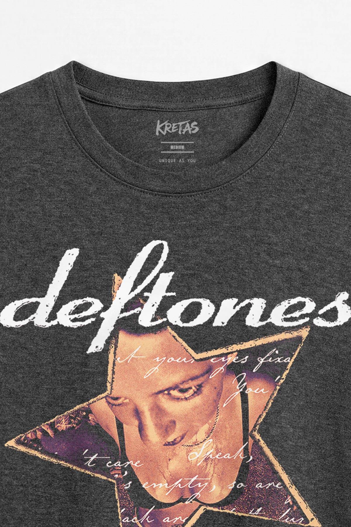 Unisex Regular Fit Deftones Chino Moreno Yıldız Nu Metal Alternatif Rock Antrasit Melanj Tişört - 2