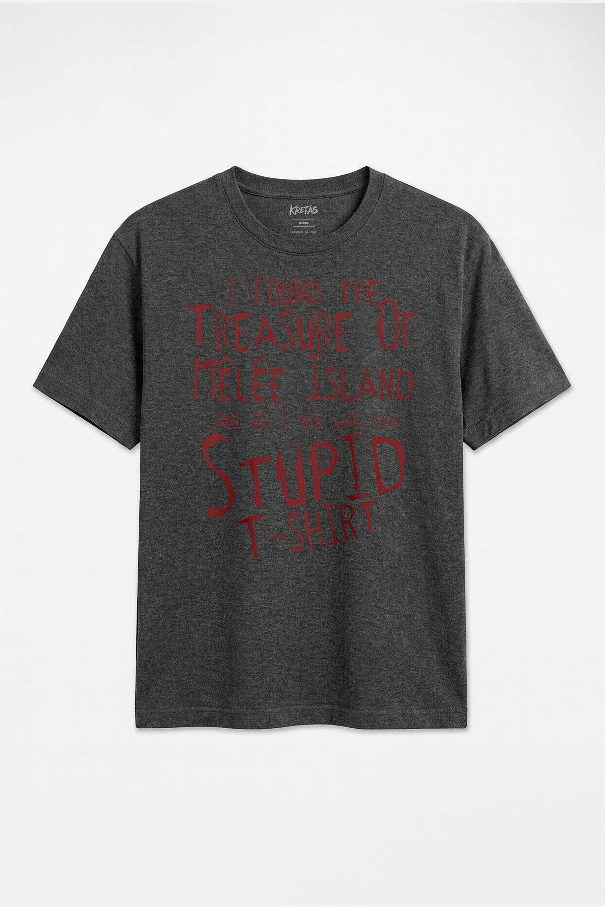 Unisex Regular Fit I Found The Treasure Of Melee Island Retro Oyun Antrasit Melanj Tişört