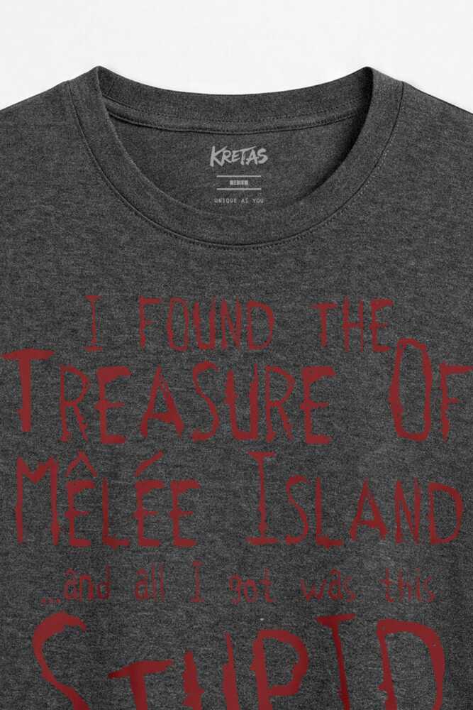 Unisex Regular Fit I Found The Treasure Of Melee Island Retro Oyun Antrasit Melanj Tişört - 2