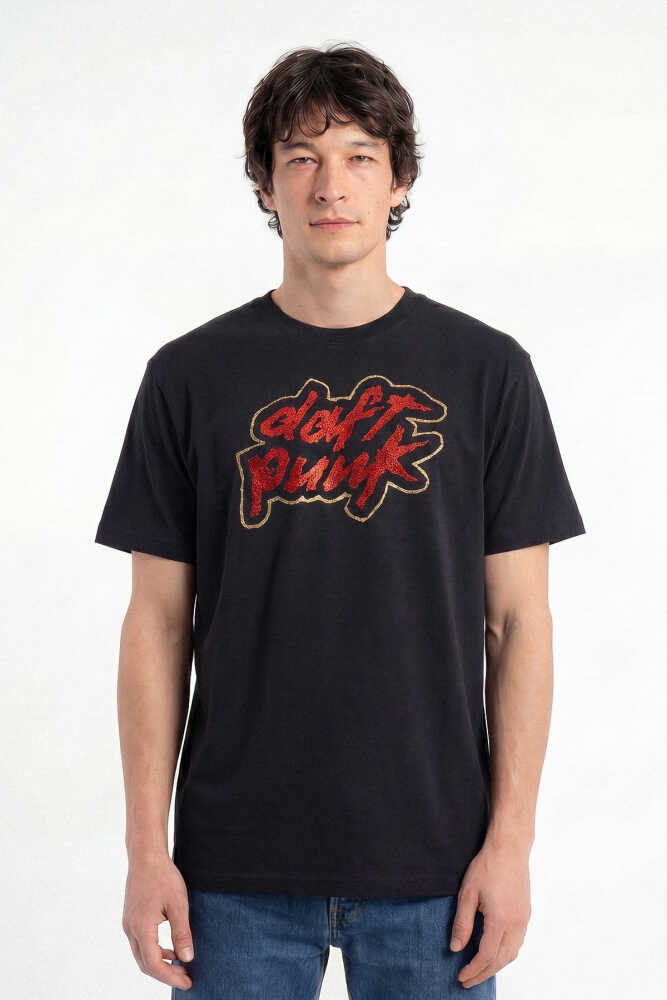 Unisex Regular T-shirt Daft Punk Electronic Music Müzik Siyah Baskılı Tişört - 2