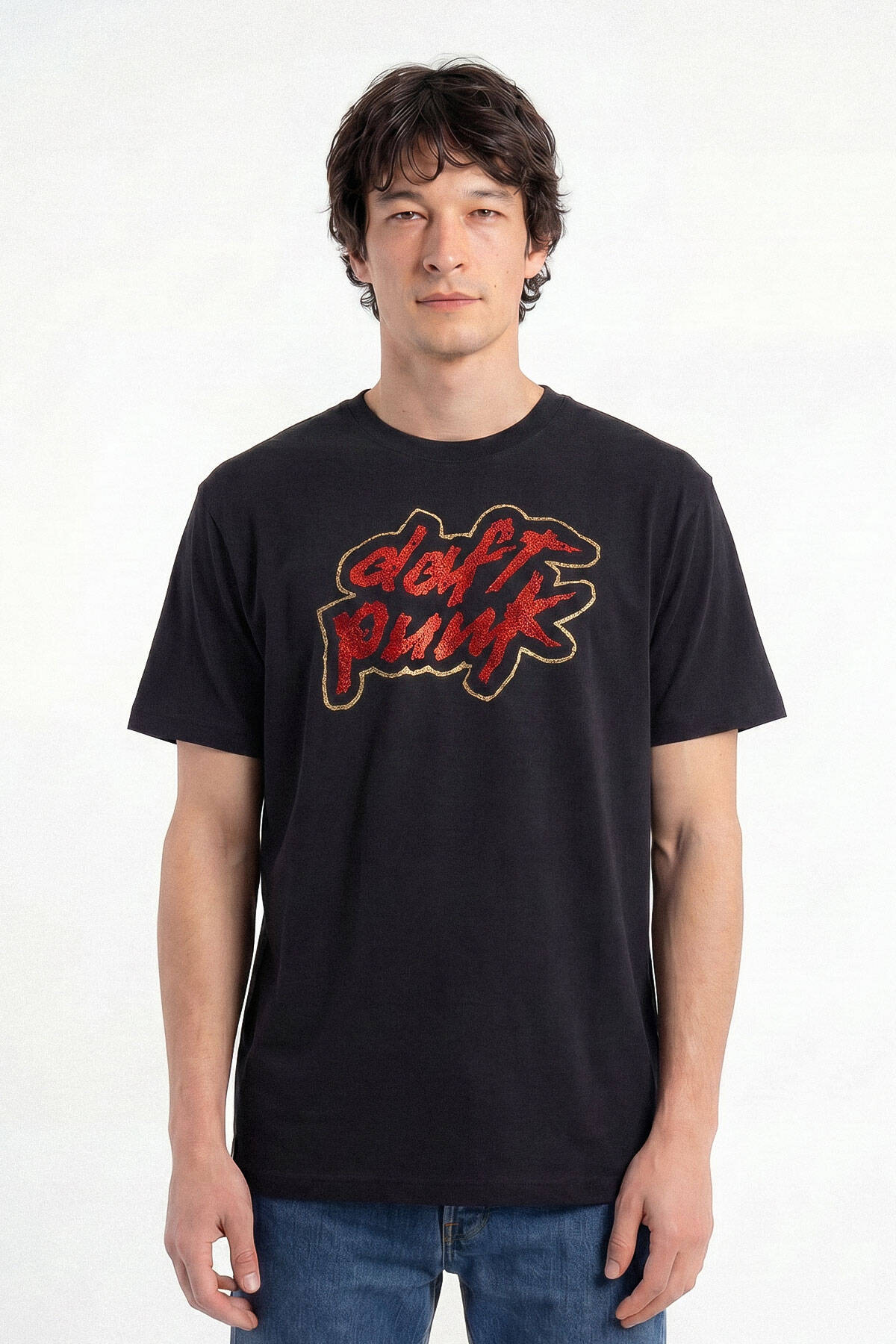 Unisex Regular T-shirt Daft Punk Electronic Music Müzik Siyah Baskılı Tişört (1)