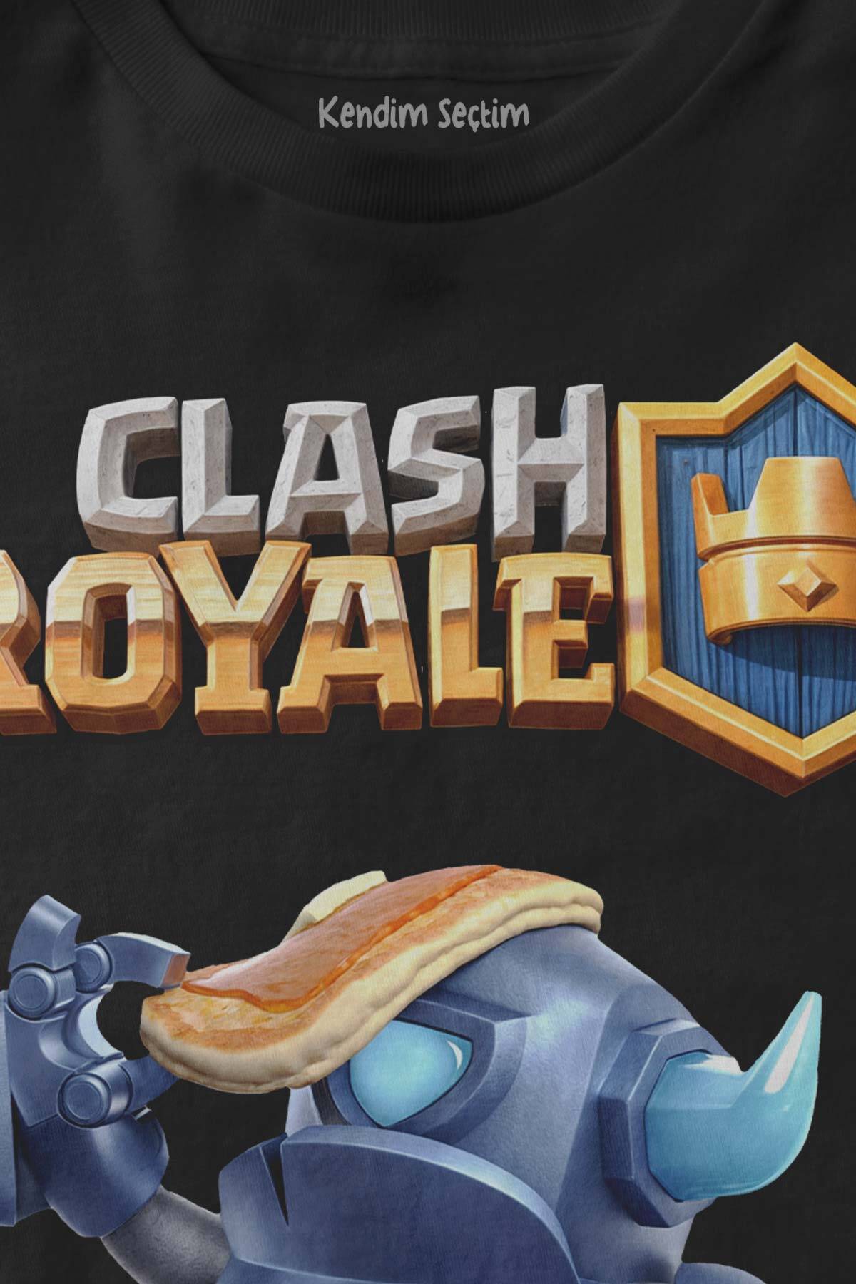 Unisex Siyah Clash Royale Mini P.E.K.K.A Savaşçı Baskılı Çocuk Tişörtü (1)
