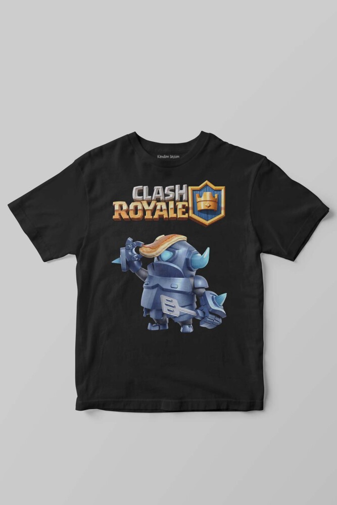 Unisex Siyah Clash Royale Mini P.E.K.K.A Savaşçı Baskılı Çocuk Tişörtü - KENDİM SEÇTİM