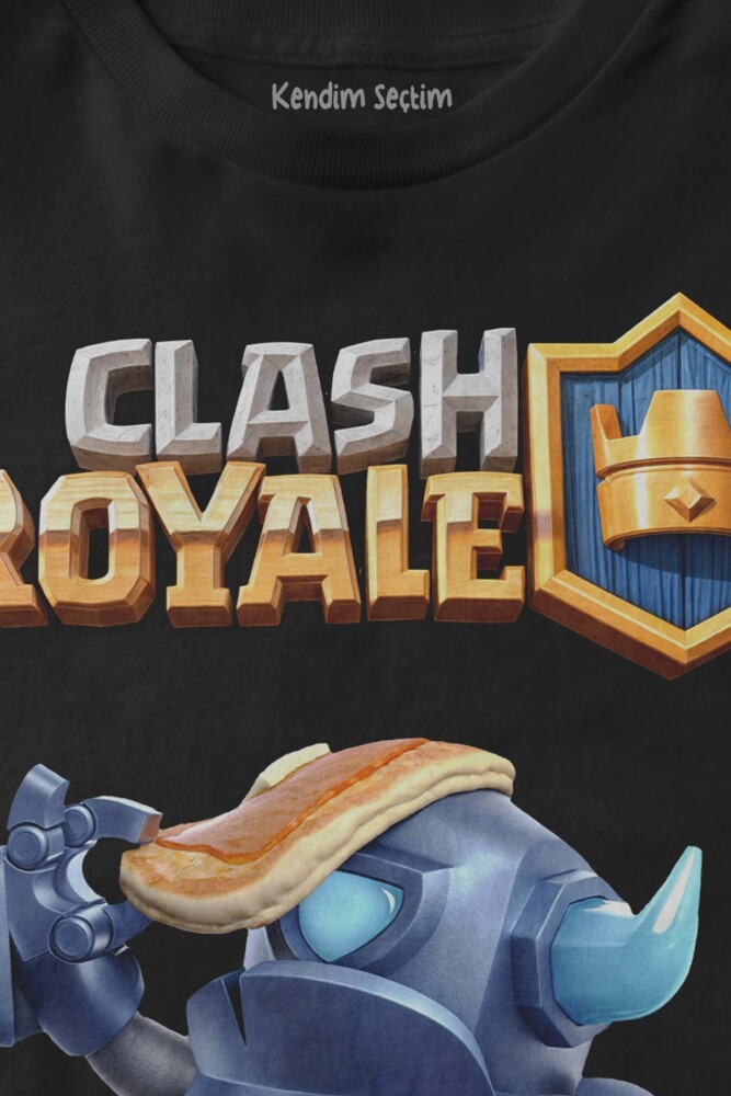 Unisex Siyah Clash Royale Mini P.E.K.K.A Savaşçı Baskılı Çocuk Tişörtü - 2