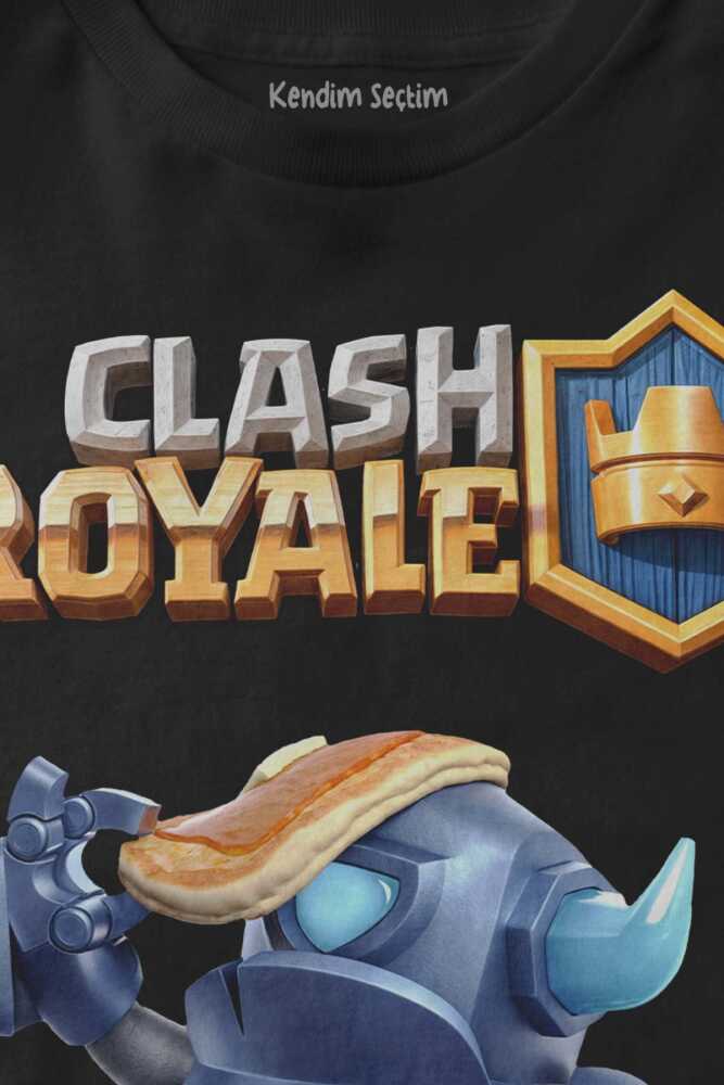 Unisex Siyah Clash Royale Mini P.E.K.K.A Savaşçı Baskılı Çocuk Tişörtü (1)