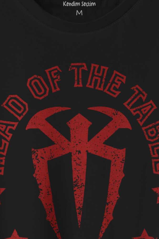 Unisex  Siyah T-shirt Head Of The Table Roman Reigns Spor Boks Gym Baskılı Tişört (1)