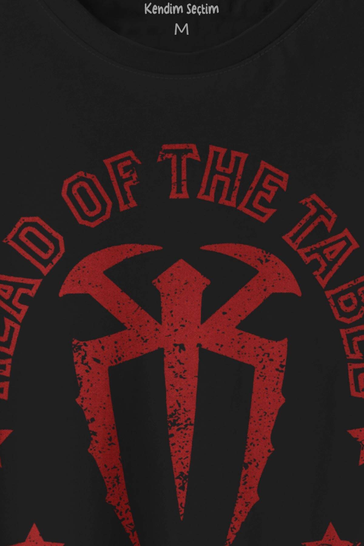 Unisex Siyah T-shirt Head Of The Table Roman Reigns Spor Boks Gym Baskılı Tişört - 2