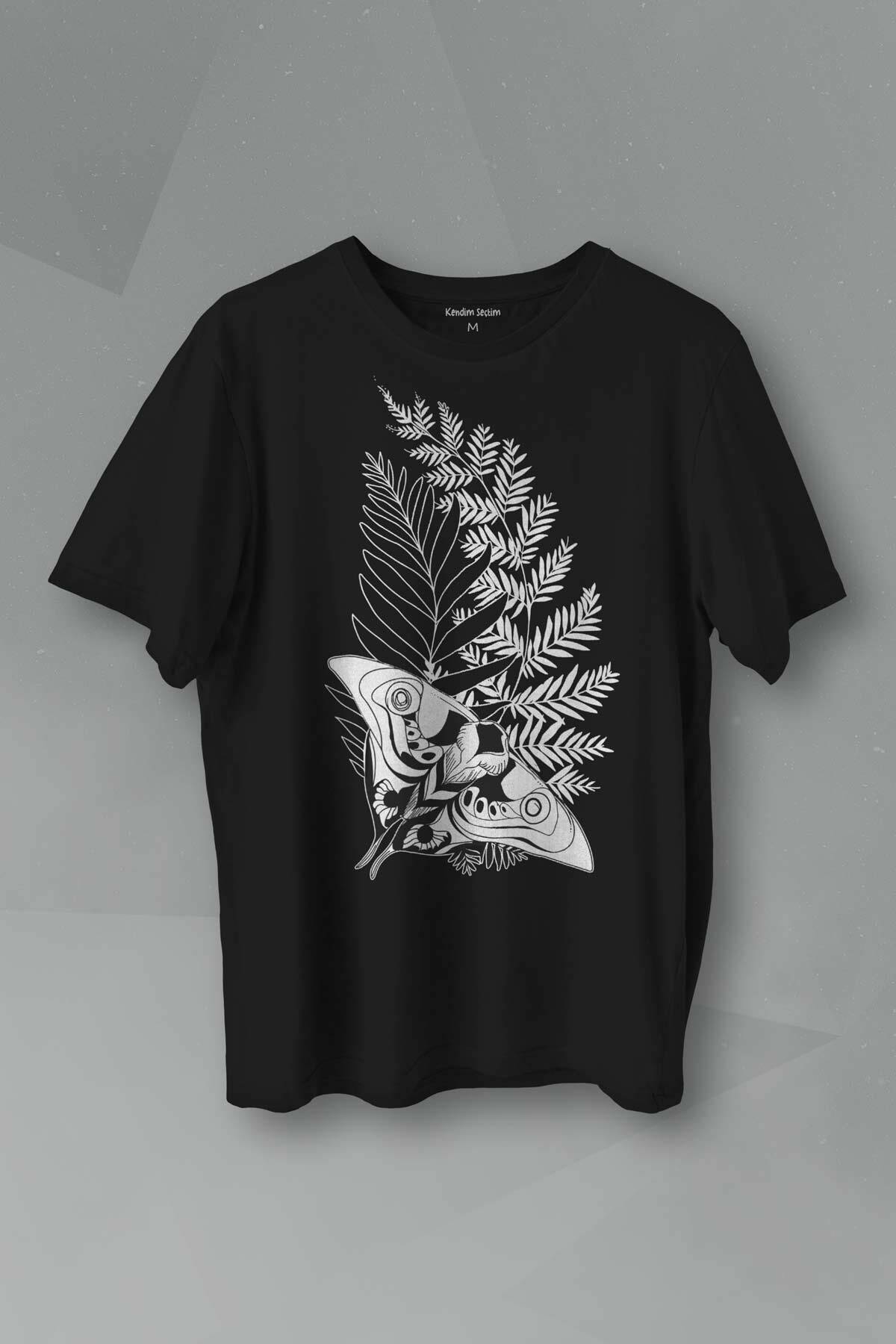 Unisex Siyah Tişört Firefly Last Of Us Kelebek Minimal Çizim Lineart Baskılı T-shirt - 1