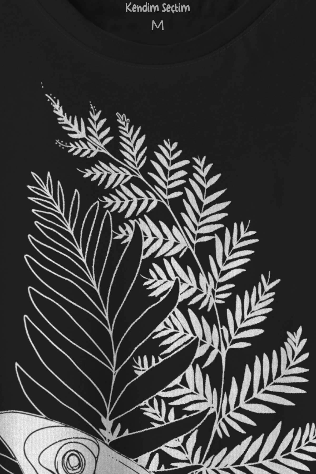 Unisex Siyah Tişört Firefly Last Of Us Kelebek Minimal Çizim Lineart Baskılı T-shirt - 2