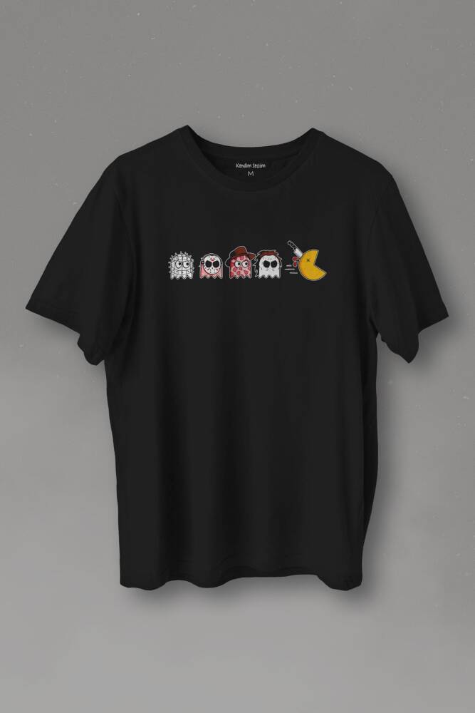 Unisex T-shirt Among Us Pacman Hallowen Korku Film Oyun  Siyah Baskılı Tişört - 1