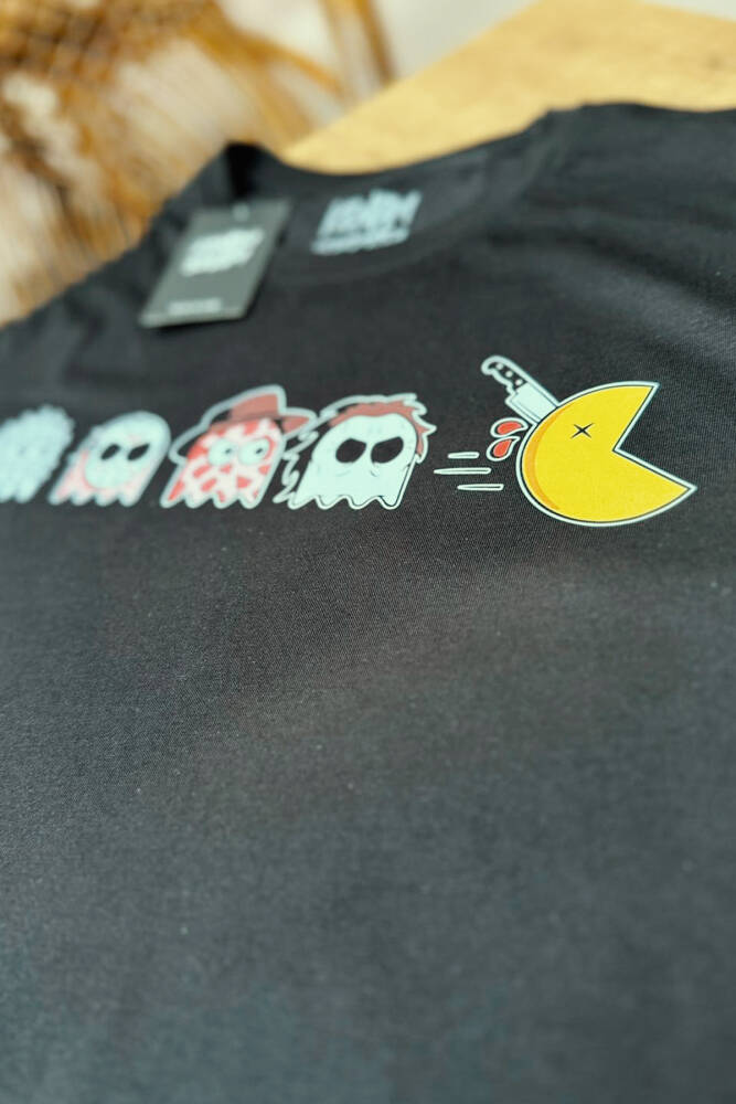 Unisex T-shirt Among Us Pacman Hallowen Korku Film Oyun  Siyah Baskılı Tişört - 5