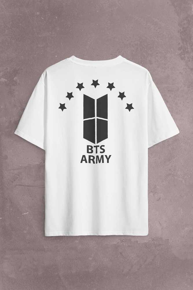 Unisex T-Shirt Bangtan Boys Army Bts Stars Yıldız Sırt Ön Baskılı Oversize Tişört - 2