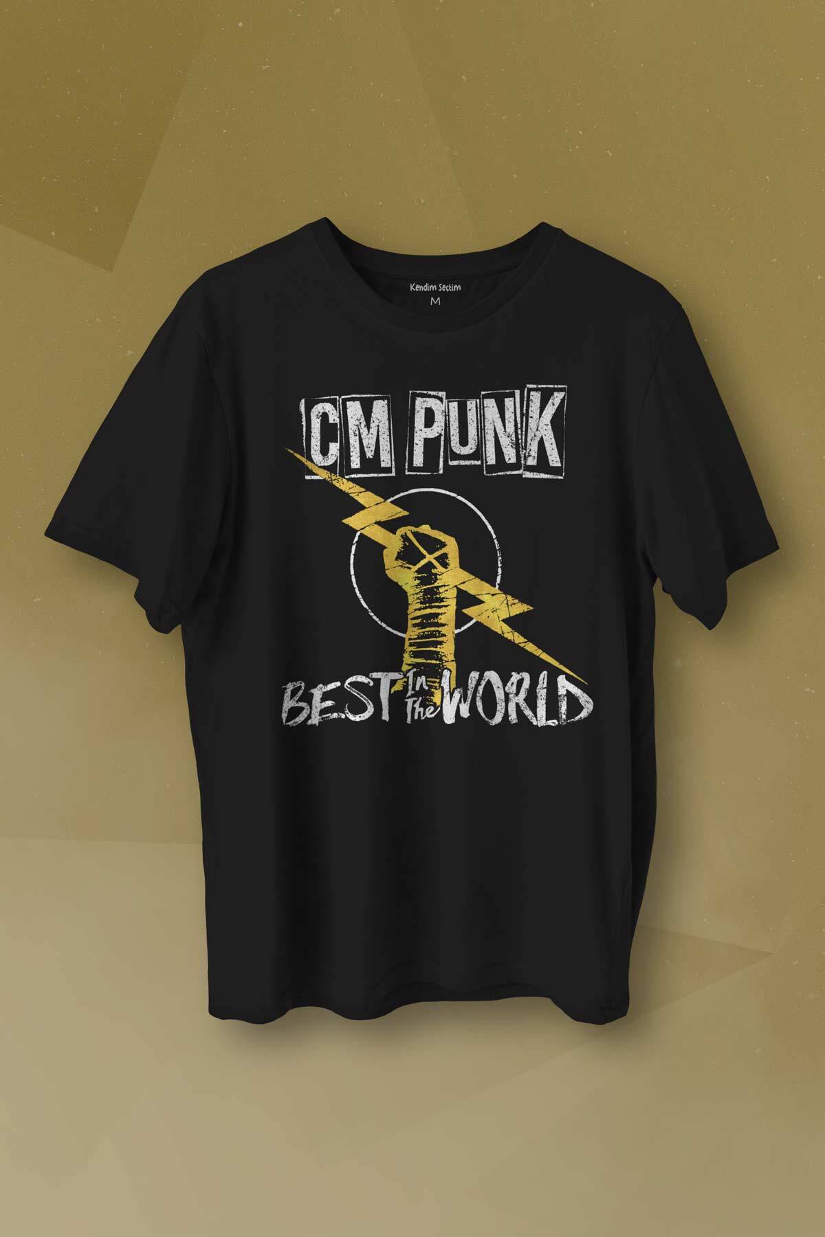 Unisex T-shirt Best In The World CM Punk Karma Dövüş Cmpunk Gym Spor Siyah Baskılı Tişört - 1