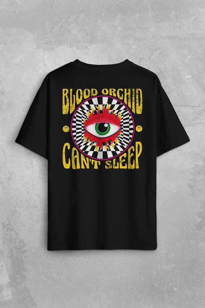 Unisex T-shirt Can't Sleep Urban Street Wear Baskılı Oversize Siyah Tişört - 1