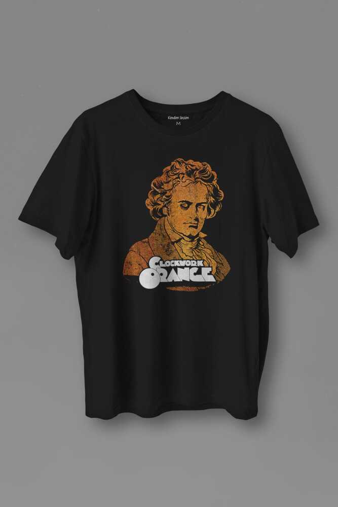 Unisex T-shirt  Clockwork Orange Otomatik Portakal Kitap Film Siyah Baskılı Tişört