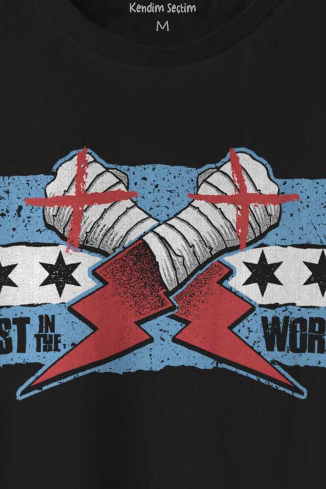 Unisex T-shirt Eldiven Blue Flag CM Punk Fitness Dövüş Boks Gym Spor Baskılı Siyah Tişört - 2