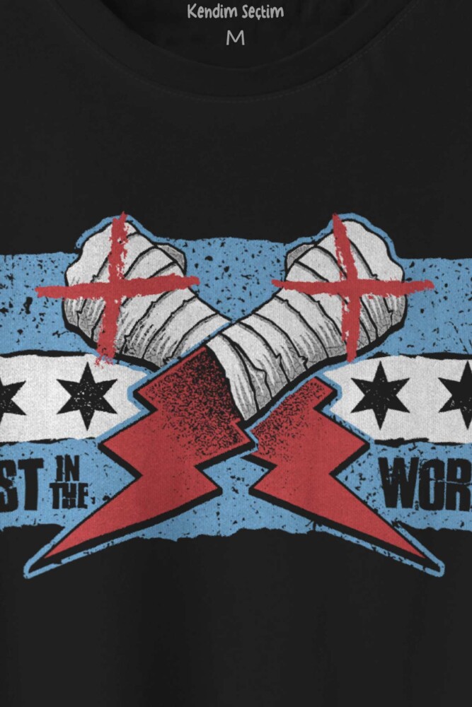 Unisex T-shirt Eldiven Blue Flag CM Punk Fitness Dövüş Boks Gym Spor Baskılı Siyah Tişört (1)