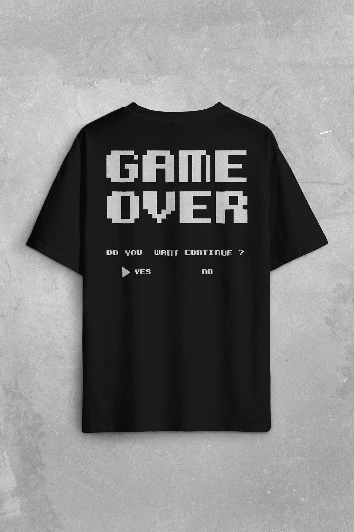Unisex T-shirt Game Over Atari Retro Pixel Oyun Oversize Tişört - 1