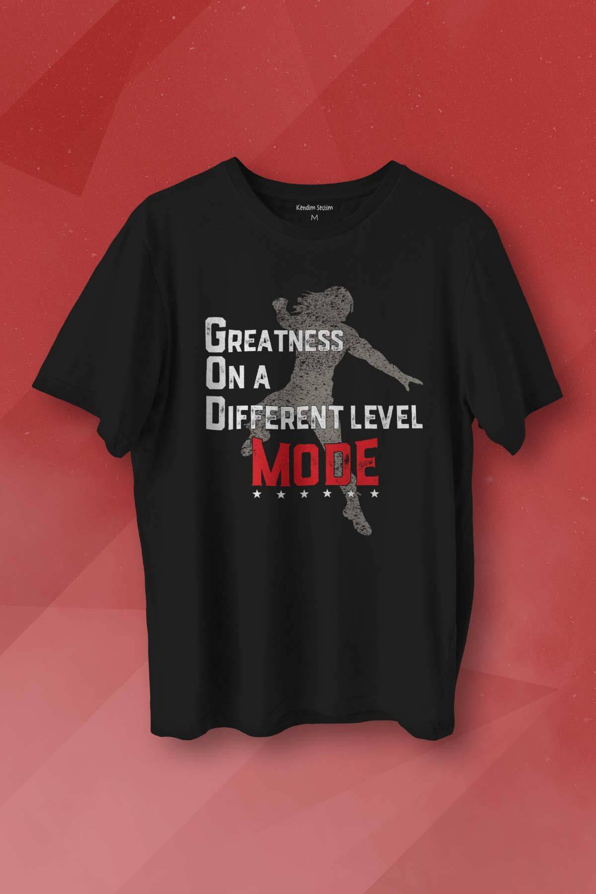 Unisex T-shirt God Mode Roman Reigns Amerikan Güreşi Gym Spor Boks Siyah Baskılı Tişört